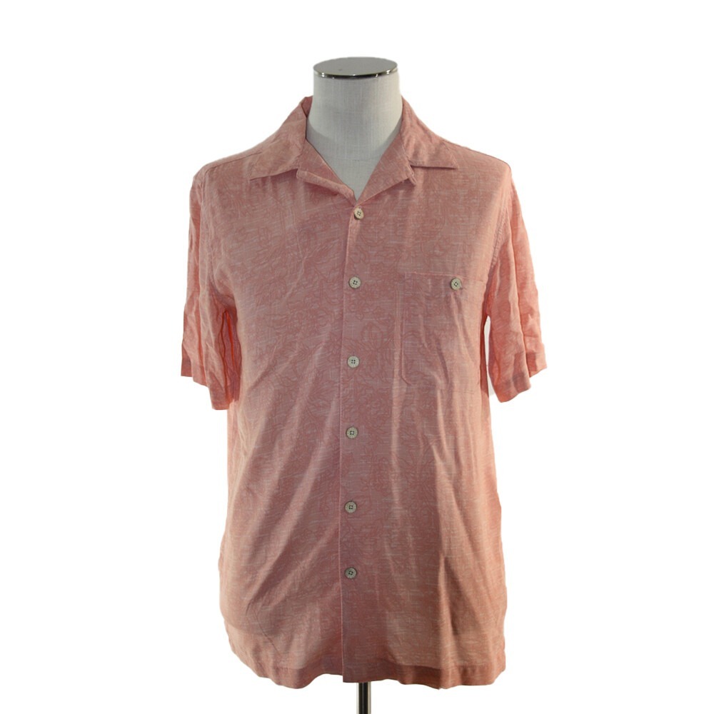Oliver & Burke Shirt men's medium Coral Pink Camp Hawaiian Tiki Aloha NEW flawed